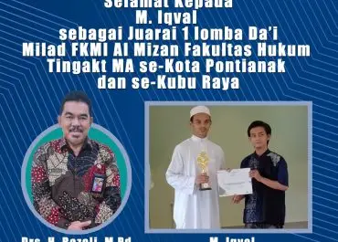 MAN 1 Pontianak Berhasil Meraih Juara 1 Da’i dalam Kegiatan Mizan Islamic Fest 30 Karnial